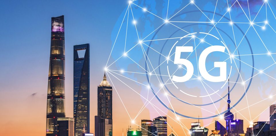 Smart city and communication network concept.